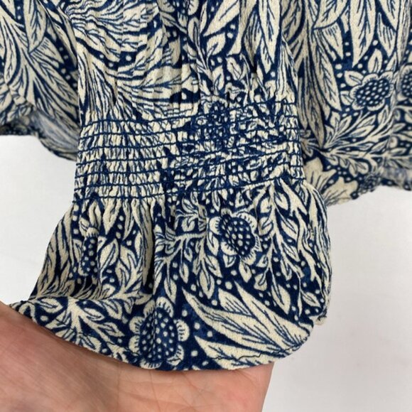 H&M x William Morris & Co 4 Floral Print Top Blouse Navy Blue Ivory - Picture 10 of 15